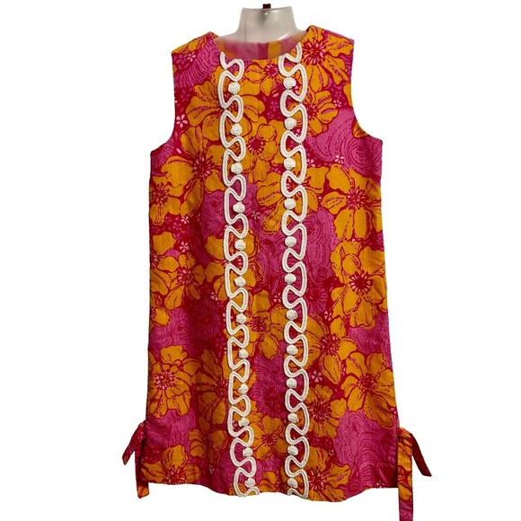 Lilly Pulitzer Original All Over Print Shift Dress Pink Elephant Peach Hibiscus - Picture 2 of 14